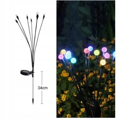 Aurinkokäyttöinen puutarhalamppu värikkäillä LED-palloilla, 6 valopistettä, 70 cm