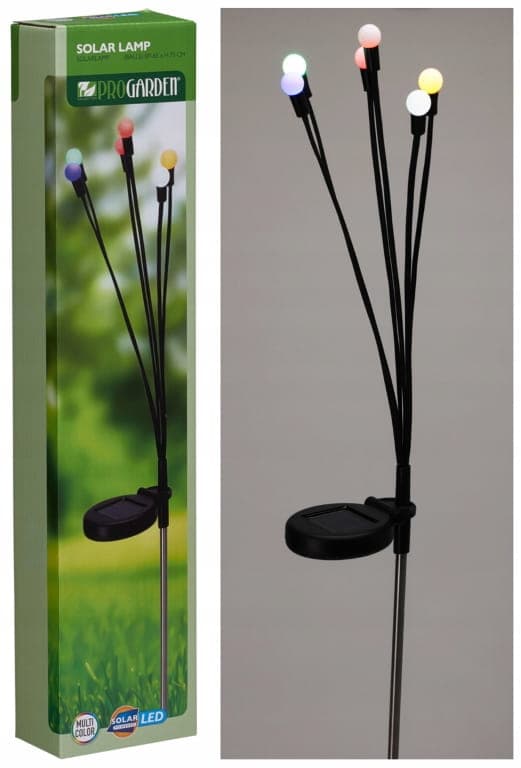 Aurinkokäyttöinen puutarhalamppu värikkäillä LED-palloilla, 6 valopistettä, 70 cm