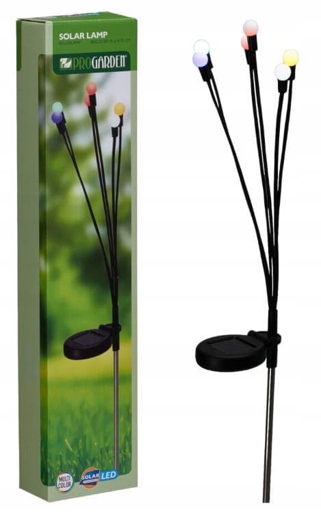 Aurinkokäyttöinen puutarhalamppu värikkäillä LED-palloilla, 6 valopistettä, 70 cm