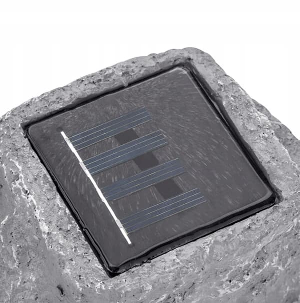 Aurinkokennoinen LED-puutarhavalaisin 14,5 cm, kivenmuotoinen, keraaminen, 4 diodia