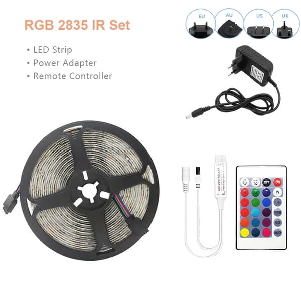 LED Strip Light, RGB-färgalternativ, WiFi- och Bluetooth-anslutning, RGB 2835 IR Set, Vattentät IP65, 15M Full Set