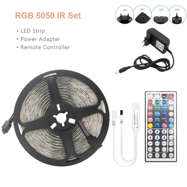 LED Strip Light, RGB-färgalternativ, WiFi- och Bluetooth-anslutning, , Ej Vattentät IP20, 15M Fullt Set