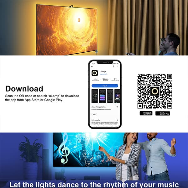INF 3.8M LED Strip Lights med TV Sync Kontroller & Fjernkontroll