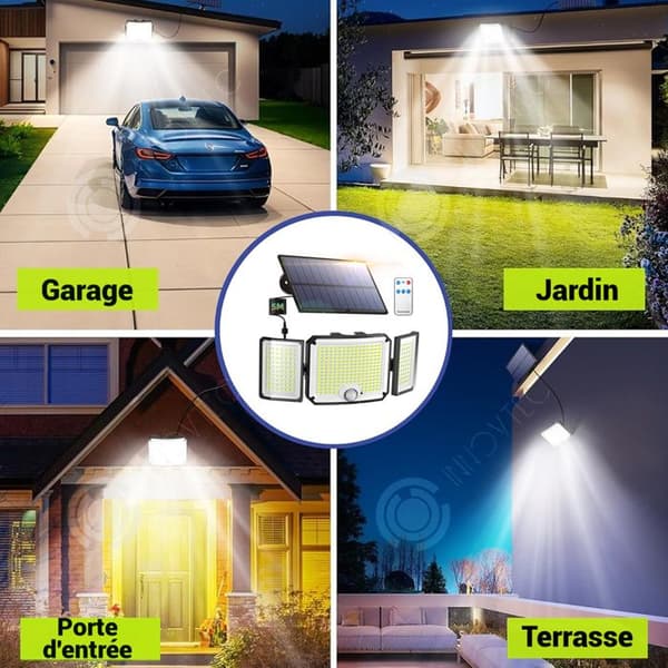 INN Applique 346LED lampa med tre huvuden solcellslampa utomhus trädgårdslampa vattentät lampett vattentät lampett