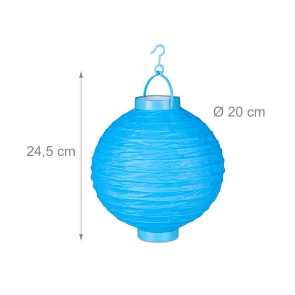 Relaxdays LED-lampion kinesisk papperslanterna boll 20 cm rund dekoration set om 10 batteridriven, färgglad
