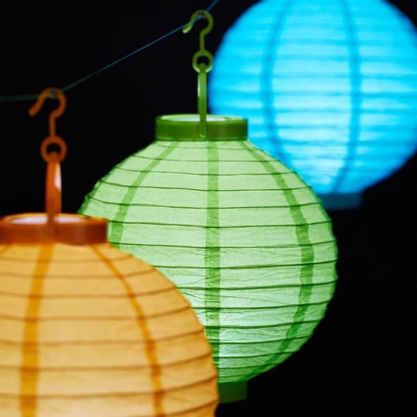 Relaxdays LED-lampion kinesisk papperslanterna boll 20 cm rund dekoration set om 10 batteridriven, färgglad