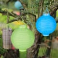 Miniatyrbild 2 av 6: Relaxdays LED-lampion kinesisk papperslanterna boll 20 cm rund dekoration set om 10 batteridriven, färgglad