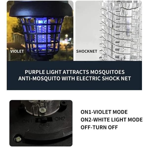 Solarlampa mot mygg, solarlampa mot insekter, trädgårdsbelysning LED-ljus med solenergi A456