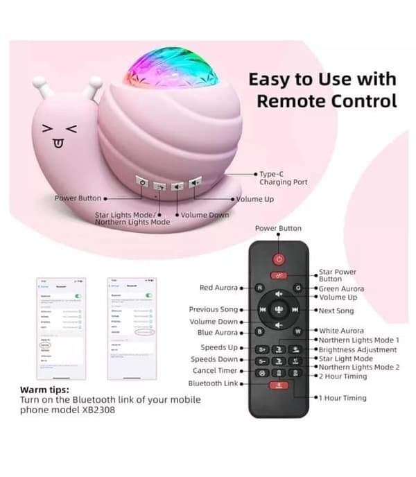 Bomclap Nordlys Projektorlampe med Bluetooth Højttaler – Atmosfærelampe til Børneværelser & Indretning