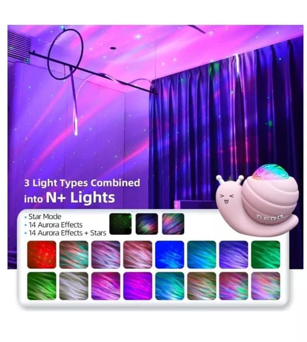 Bomclap Nordlys Projektorlampe med Bluetooth Højttaler – Atmosfærelampe til Børneværelser & Indretning
