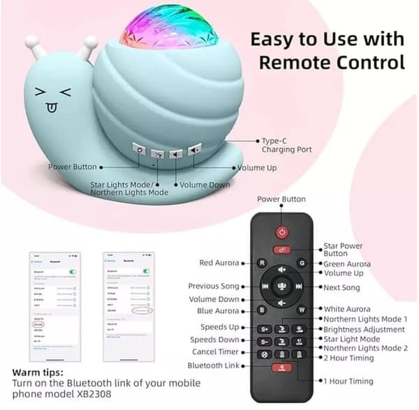 Bomclap Nordlys Projektorlampe med Bluetooth Højttaler – Atmosfærelampe til Børneværelser & Indretning