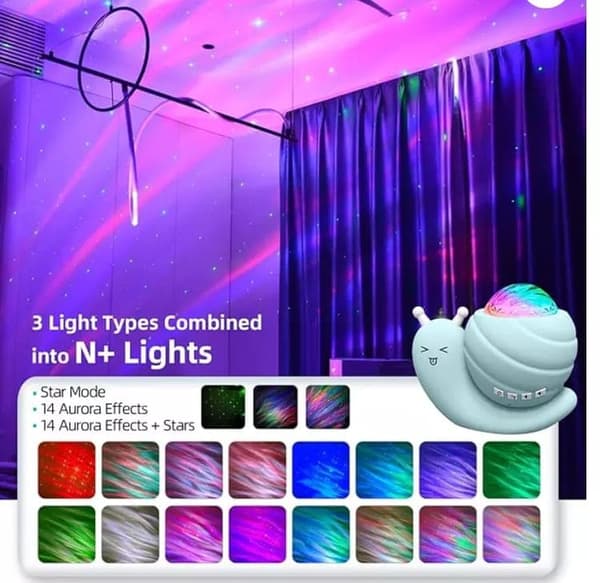 Bomclap Nordlys Projektorlampe med Bluetooth Højttaler – Atmosfærelampe til Børneværelser & Indretning