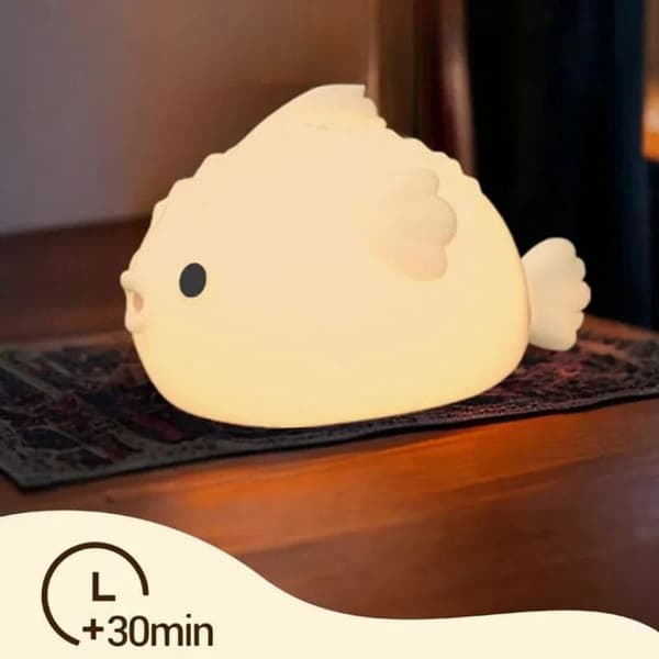 Bomclap Värikäs Pufferfish-yövalo lapsille – himmennettävä silikoni, USB, söpö kosketusvalo