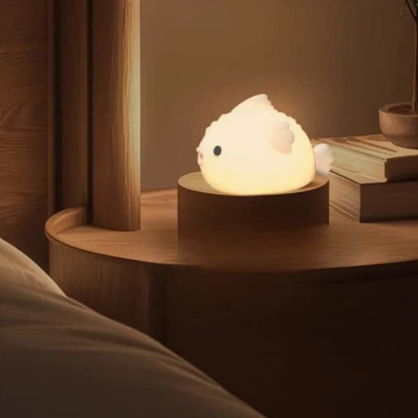 Bomclap Värikäs Pufferfish-yövalo lapsille – himmennettävä silikoni, USB, söpö kosketusvalo