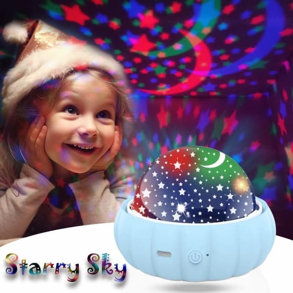 Bomclap Star Projector Natlys til børn – 3 temaer, 360° rotation, sengelampe med stjernehimmel