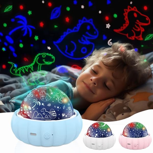 Bomclap Star Projector Natlys til børn – 3 temaer, 360° rotation, sengelampe med stjernehimmel