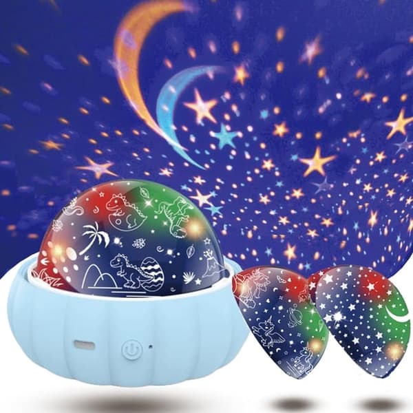 Bomclap Star Projector Natlys til børn – 3 temaer, 360° rotation, sengelampe med stjernehimmel Blå