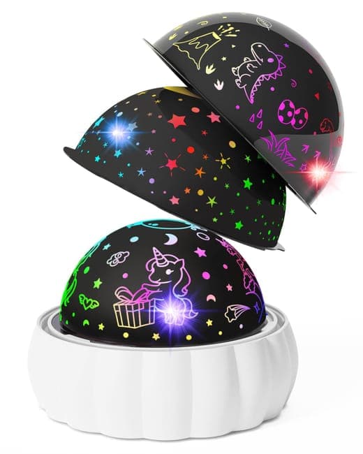 Bomclap Star Projector Natlys til børn – 3 temaer, 360° rotation, sengelampe med stjernehimmel