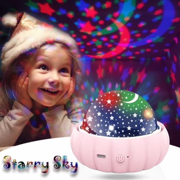 Bomclap Star Projector Natlys til børn – 3 temaer, 360° rotation, sengelampe med stjernehimmel