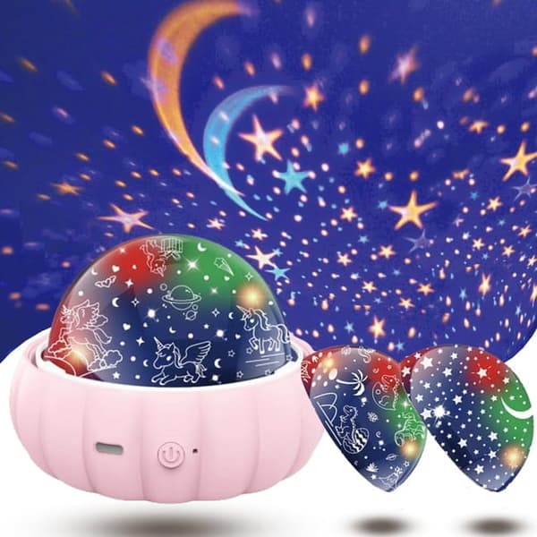 Bomclap Star Projector Natlys til børn – 3 temaer, 360° rotation, sengelampe med stjernehimmel
