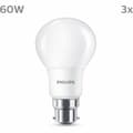 Miniatyrbild 1 av 7: LED-lampa Philips 60 W Matt Varmvit F 8 W 60 W B22 3 antal (2700 K)