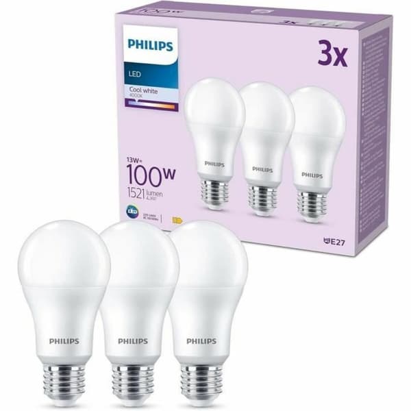 LED-lampa Philips A67 Vit E 100 W E27 3 antal (4000 K)
