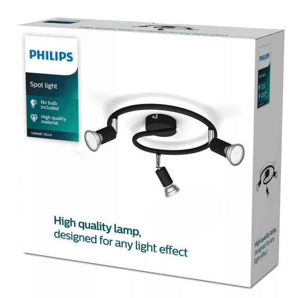 Kohdevalo Philips limbali Musta GU10 (3 osaa)