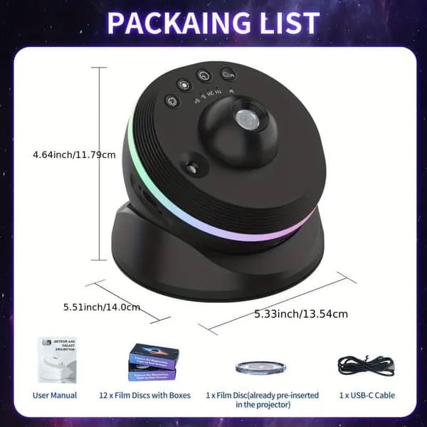 OBOSOE 13-in-1 Galaxy-projektori – USB-yövalosumuefekti – Avaruusvalotähtiprojektori
