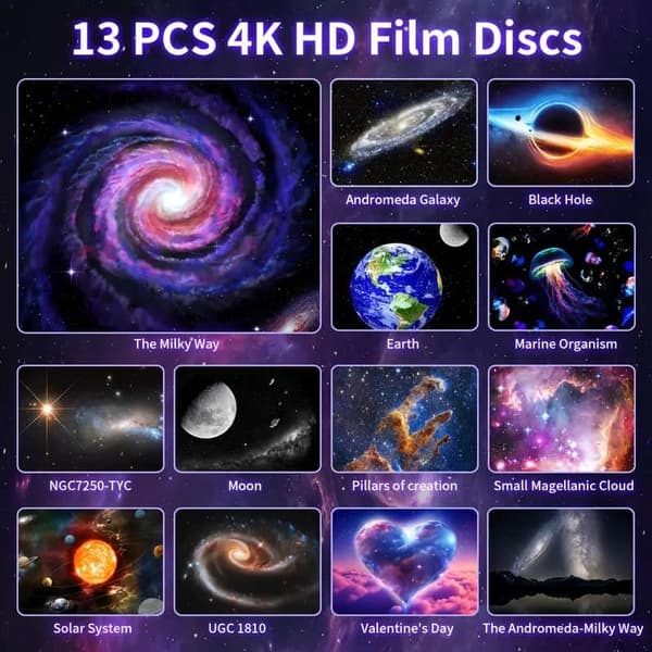 OBOSOE 13-in-1 Galaxy-projektori – USB-yövalosumuefekti – Avaruusvalotähtiprojektori