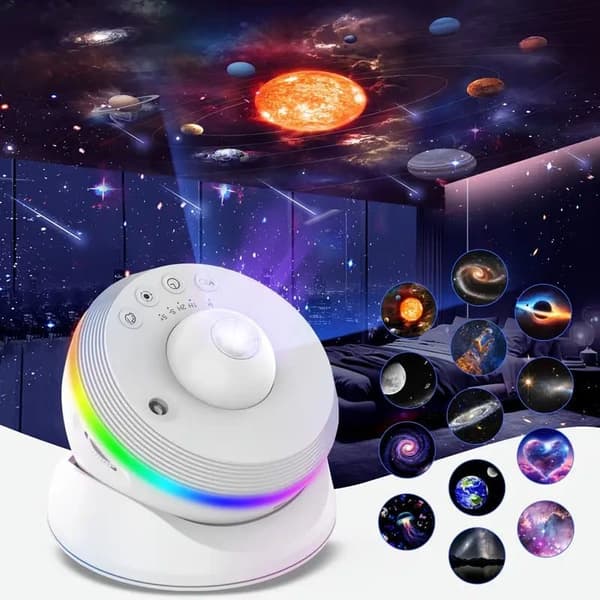 OBOSOE 13-in-1 Galaxy-projektori – USB-yövalosumuefekti – Avaruusvalotähtiprojektori Valkoinen