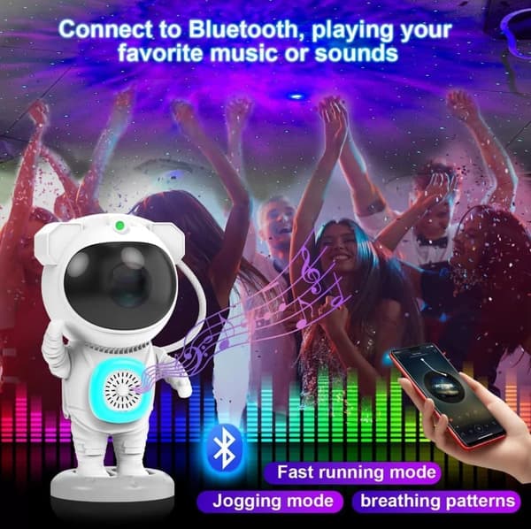 Lollanda Astronaut Nattlampa / Galaxylampa - Stjärnhimmelsprojektor, Bluetooth-Högtalare
