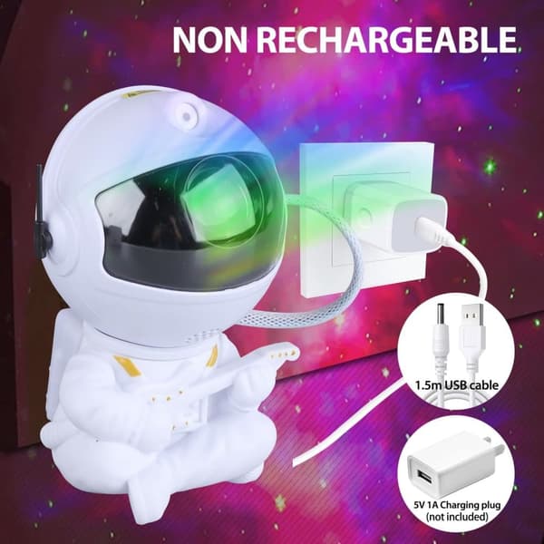 Lollanda Astronaut Galaxy -projektori, tähtitaivaan yövalo kaukosäätimellä, USB-lataus