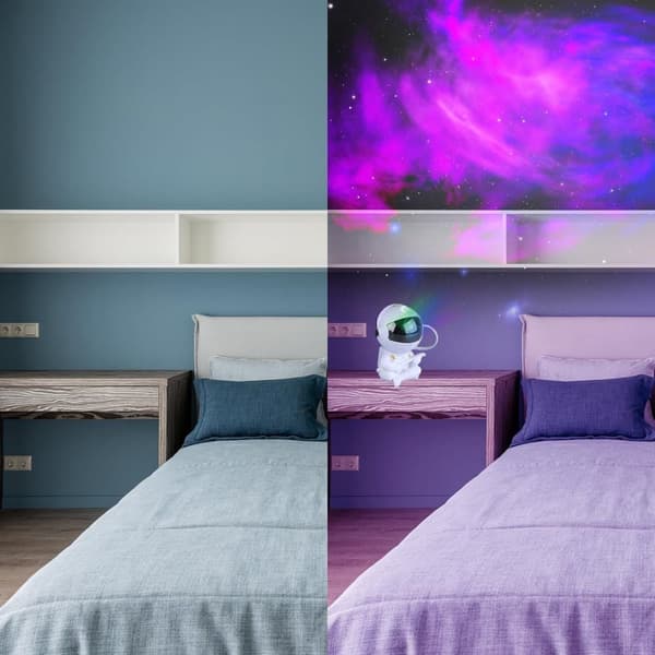 Lollanda Astronaut Galaxy -projektori, tähtitaivaan yövalo kaukosäätimellä, USB-lataus