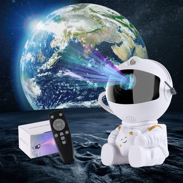 Lollanda Astronaut Galaxy -projektori, tähtitaivaan yövalo kaukosäätimellä, USB-lataus