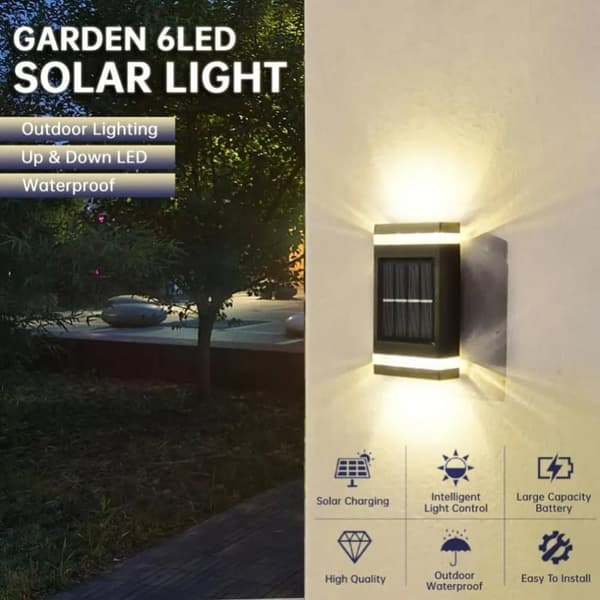 OBOSOE 2PCS Solar Night Fence Lights LED-väggbelysning,IP65 Vattentät sol trädgårdsljus,Gårdsdekorativa ljus