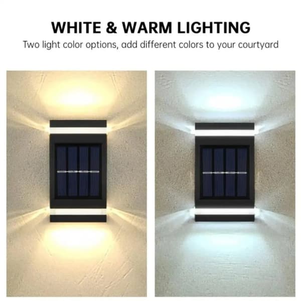 OBOSOE 2PCS Solar Night Fence Lights LED-väggbelysning,IP65 Vattentät sol trädgårdsljus,Gårdsdekorativa ljus