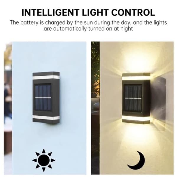 OBOSOE 2PCS Solar Night Fence Lights LED-väggbelysning,IP65 Vattentät sol trädgårdsljus,Gårdsdekorativa ljus