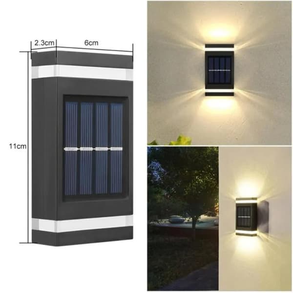 OBOSOE 2PCS Solar Night Fence Lights LED-väggbelysning,IP65 Vattentät sol trädgårdsljus,Gårdsdekorativa ljus