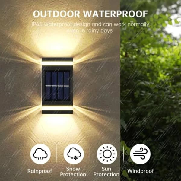 OBOSOE 2PCS Solar Night Fence Lights LED-väggbelysning,IP65 Vattentät sol trädgårdsljus,Gårdsdekorativa ljus