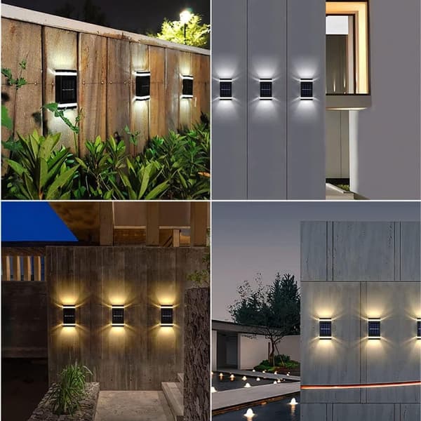 OBOSOE 2PCS Solar Night Fence Lights LED-väggbelysning,IP65 Vattentät sol trädgårdsljus,Gårdsdekorativa ljus