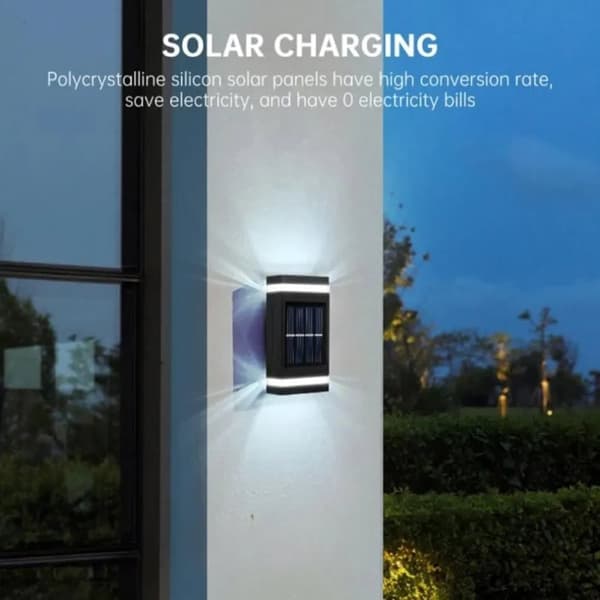 OBOSOE 2PCS Solar Night Fence Lights LED-väggbelysning,IP65 Vattentät sol trädgårdsljus,Gårdsdekorativa ljus
