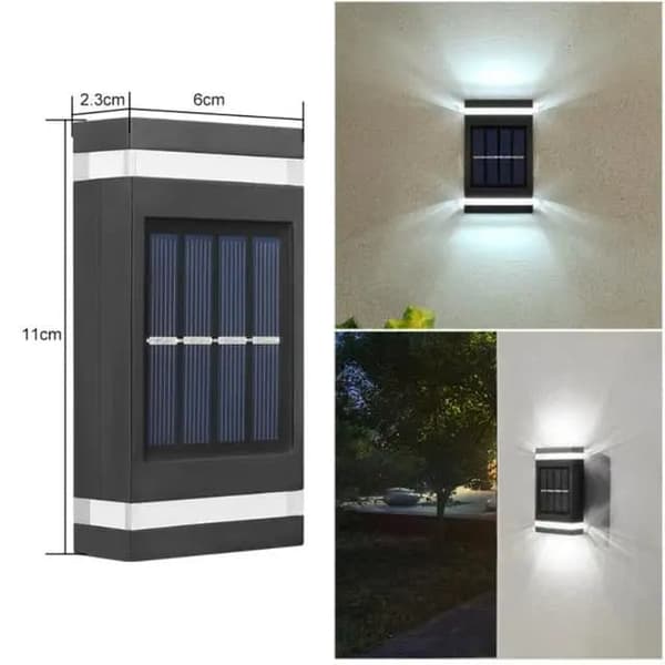 OBOSOE 2PCS Solar Night Fence Lights LED-väggbelysning,IP65 Vattentät sol trädgårdsljus,Gårdsdekorativa ljus