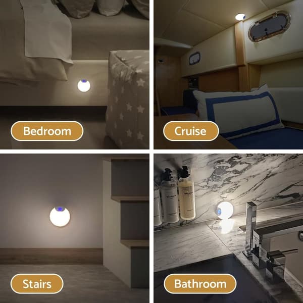 OBOSOE Nattlampa med Rörelsesensor 2-pack, Uppladdningsbar Trappbelysning för Inomhusbruk