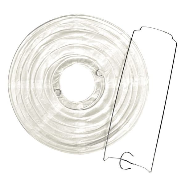 Papperslanterna, 30 cm ø, vit, med metallfot, påse 1 styck