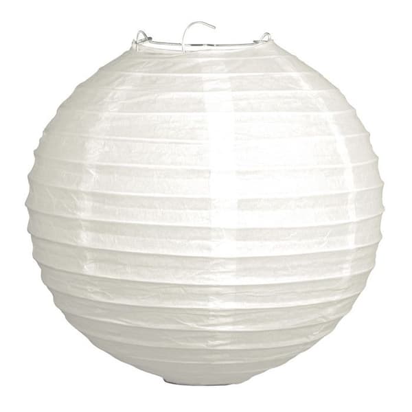 Papperslanterna, 30 cm ø, vit, med metallfot, påse 1 styck