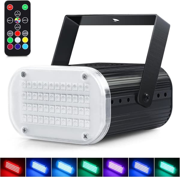OBOSOE LED Strobe Light Halloween, monivärinen ääni aktivoitu Disco Party valot kaukosäädin, vilkkuva Strobe lamppu ulkona sisätiloissa kotihuoneen ko