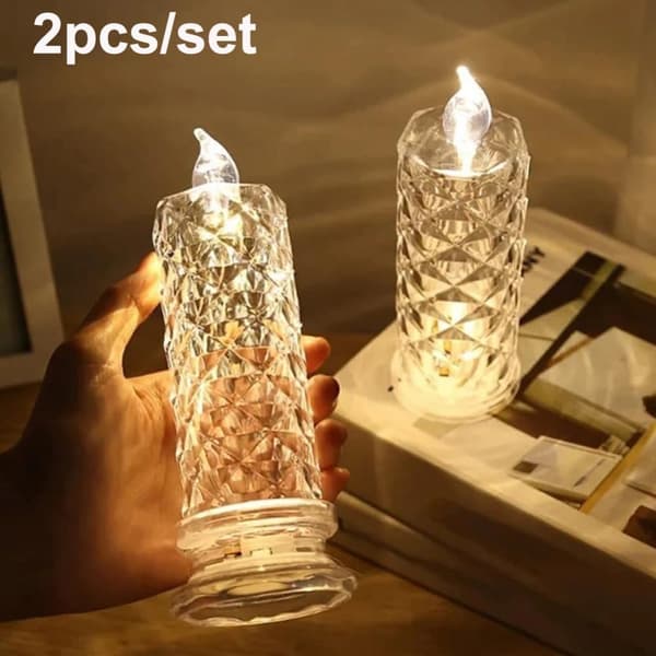 OBOSOE 2pcs LED-ljus, Rose projektion, ljus, födelsedag bröllopsfest dekoration För hem