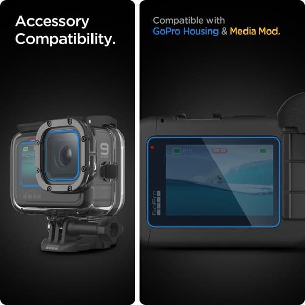 [2-Pack] Spigen GoPro Hero 9/10/11/12 Härdat Glas Skärmskydd - Clear