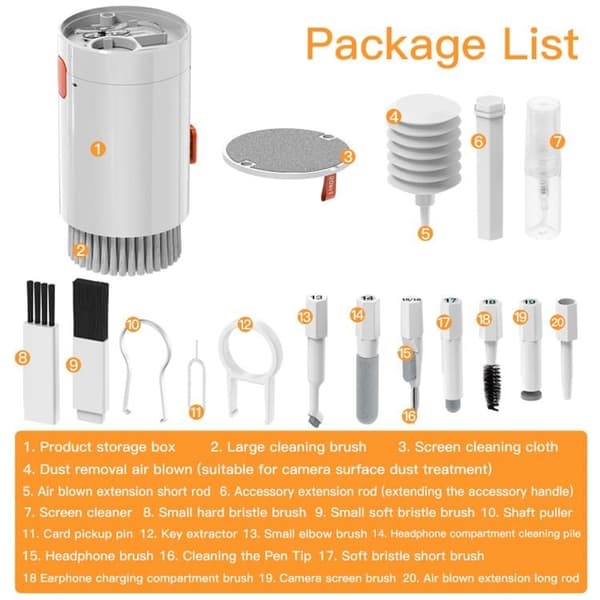 20-in-1 Cleaning Tool Kit med Brush - Vit