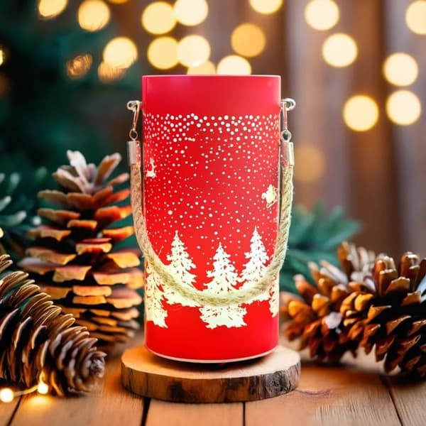 Forever Light Christmas Glaslykta L FCL-10 - Röd Guld